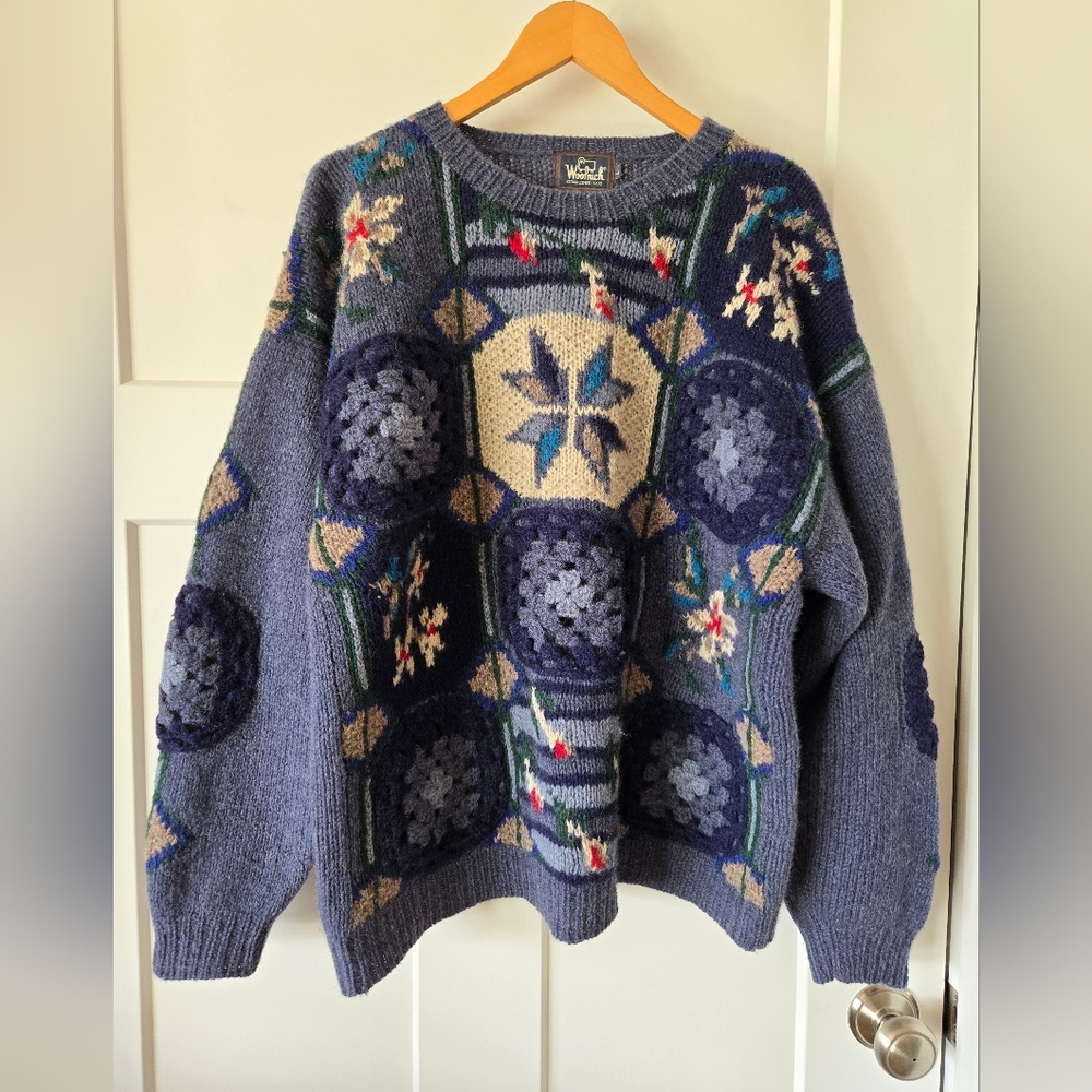 Woolrich Vintage Granny Square Wool Sweater